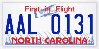 NC license plate AAL0131