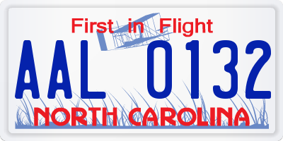 NC license plate AAL0132