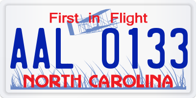 NC license plate AAL0133