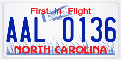 NC license plate AAL0136