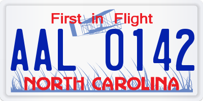 NC license plate AAL0142