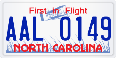 NC license plate AAL0149