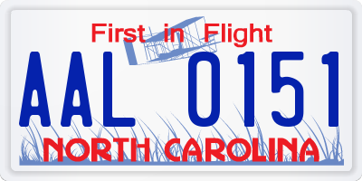 NC license plate AAL0151