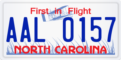 NC license plate AAL0157