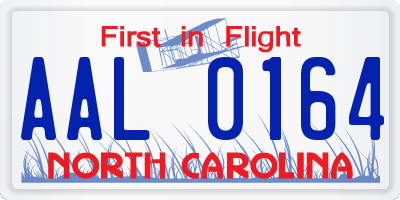 NC license plate AAL0164