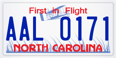 NC license plate AAL0171