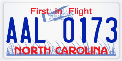 NC license plate AAL0173