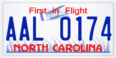 NC license plate AAL0174