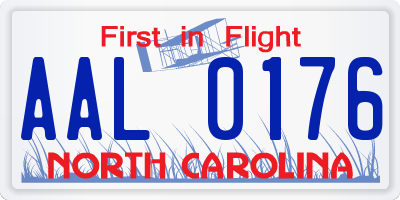 NC license plate AAL0176