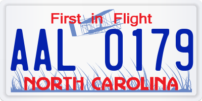 NC license plate AAL0179