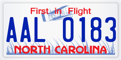 NC license plate AAL0183