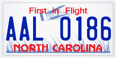 NC license plate AAL0186