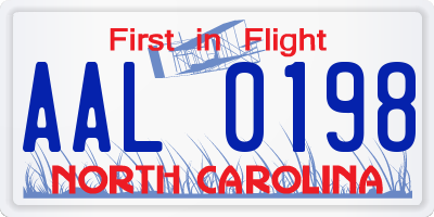 NC license plate AAL0198