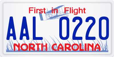 NC license plate AAL0220