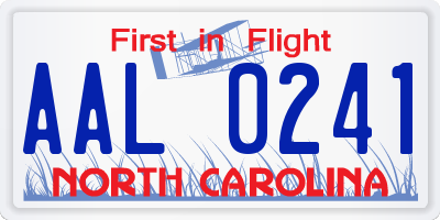 NC license plate AAL0241