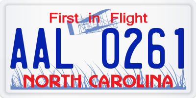 NC license plate AAL0261