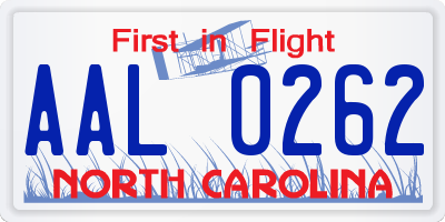 NC license plate AAL0262