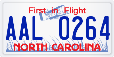 NC license plate AAL0264