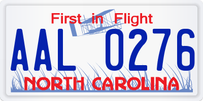 NC license plate AAL0276