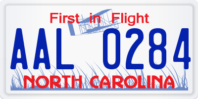 NC license plate AAL0284