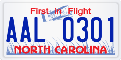 NC license plate AAL0301