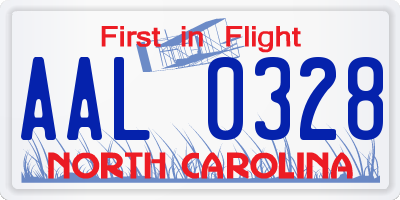 NC license plate AAL0328