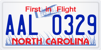 NC license plate AAL0329