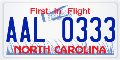 NC license plate AAL0333