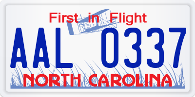 NC license plate AAL0337