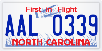 NC license plate AAL0339