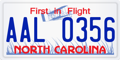 NC license plate AAL0356