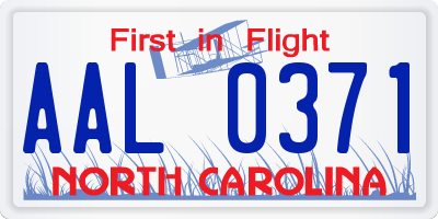 NC license plate AAL0371