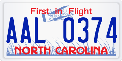 NC license plate AAL0374
