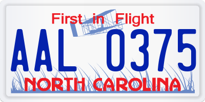 NC license plate AAL0375