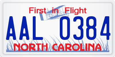 NC license plate AAL0384