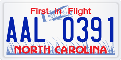 NC license plate AAL0391