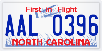 NC license plate AAL0396