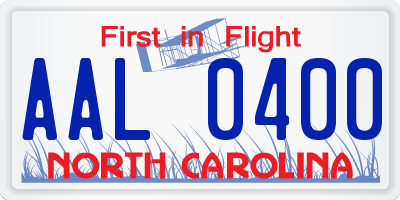 NC license plate AAL0400