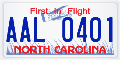 NC license plate AAL0401