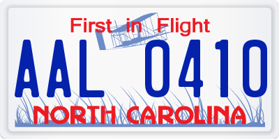 NC license plate AAL0410
