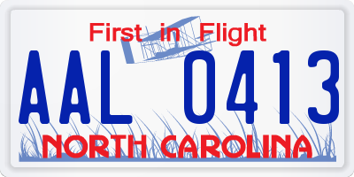 NC license plate AAL0413