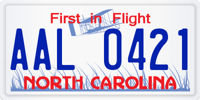 NC license plate AAL0421