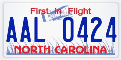 NC license plate AAL0424