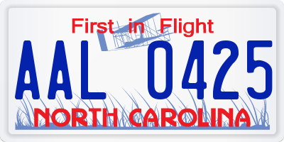 NC license plate AAL0425