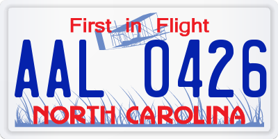 NC license plate AAL0426