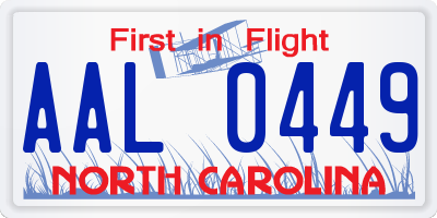 NC license plate AAL0449