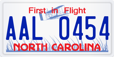 NC license plate AAL0454