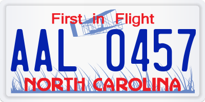 NC license plate AAL0457