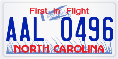 NC license plate AAL0496