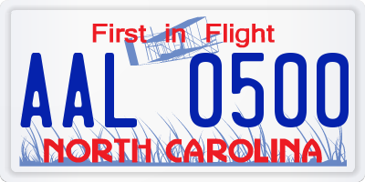 NC license plate AAL0500